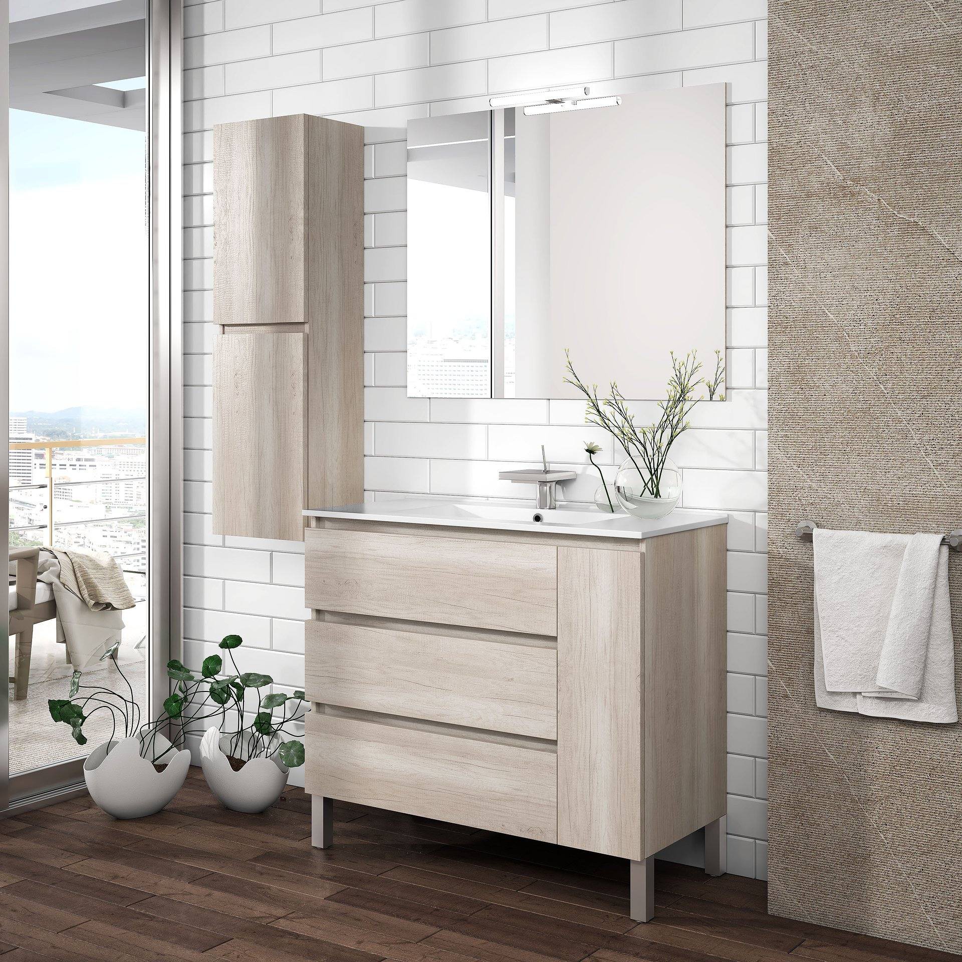 ▷ Mueble de Baño Kloe 80 cm. 3 Cajones, 1 Puerta de ENTREGA